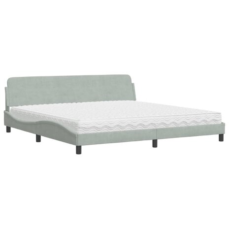 Bed met matras fluweel lichtgrijs 200x200 cm 2