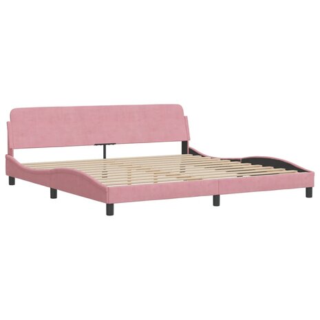 Bed met matras fluweel roze 200x200 cm 4