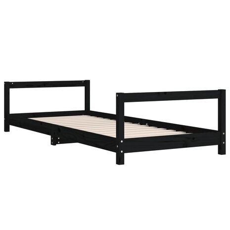 Kinderbedframe 80x200 cm massief grenenhout zwart 3