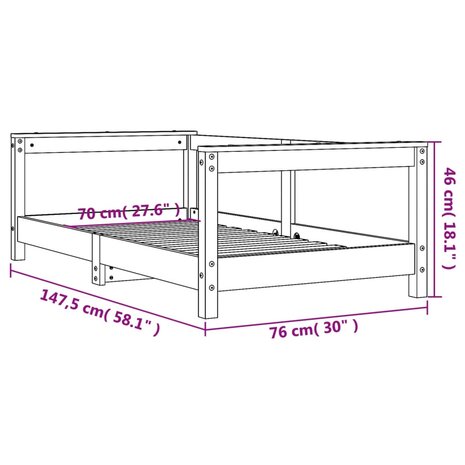 Kinderbedframe 70x140 cm massief grenenhout wit 9