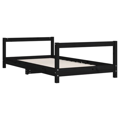 Kinderbedframe 80x160 cm massief grenenhout zwart 3