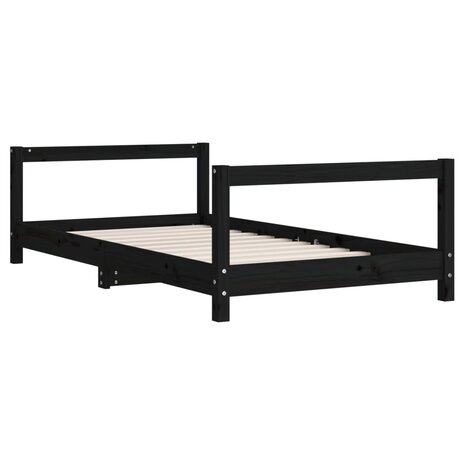 Kinderbedframe 80x160 cm massief grenenhout zwart 6