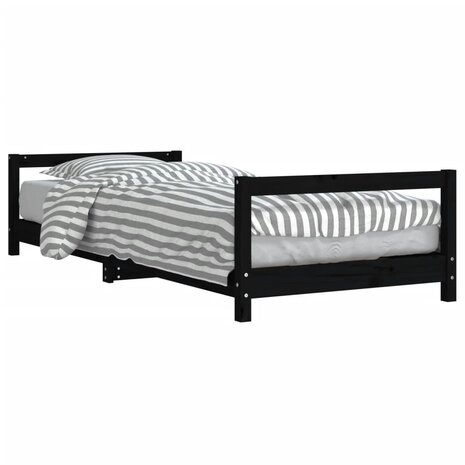 Kinderbedframe 90x190 cm massief grenenhout zwart 2