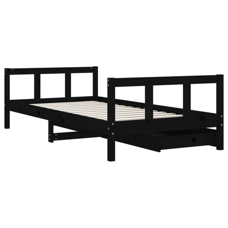 Kinderbedframe met lades 90x190 cm massief grenenhout zwart 7