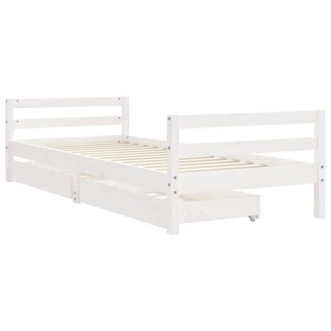 Kinderbedframe met lades 80x200 cm massief grenenhout wit 3