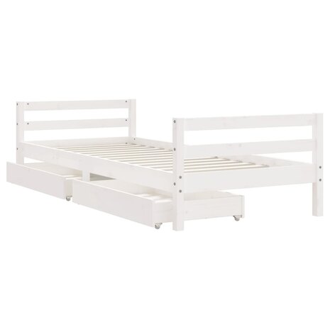 Kinderbedframe met lades 80x200 cm massief grenenhout wit 4