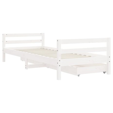 Kinderbedframe met lades 80x200 cm massief grenenhout wit 7