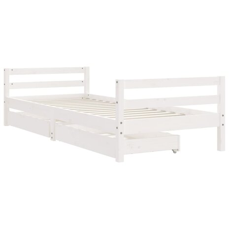 Kinderbedframe met lades 90x200 cm massief grenenhout wit 3