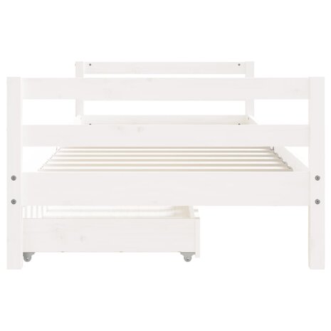 Kinderbedframe met lades 90x200 cm massief grenenhout wit 5