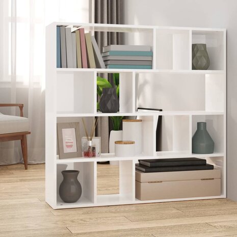 Boekenkast/kamerscherm 105x24x102 cm hoogglans wit 1