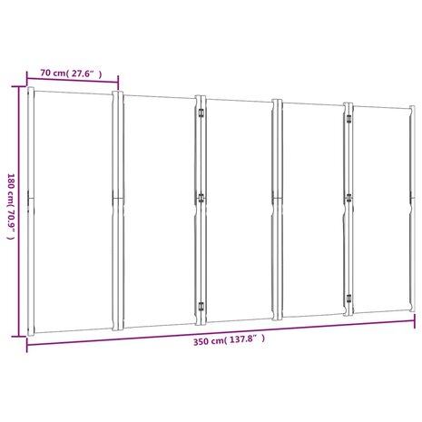 Kamerscherm met 5 panelen 350x180 cm donkerblauw 8