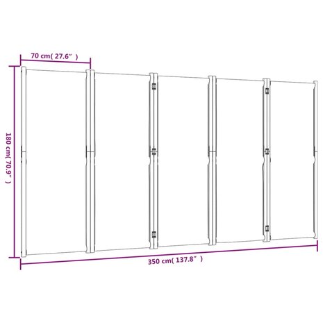 Kamerscherm met 5 panelen 350x180 cm taupe 8