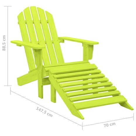 Tuinstoel Adirondack met voetenbank massief vurenhout groen 8