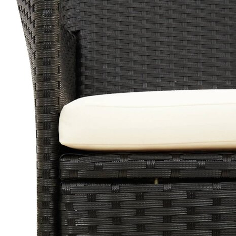 Tuinstoelen 2 st met kussens poly rattan zwart 6