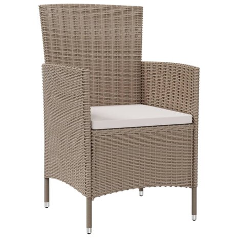 Tuinstoelen 2 st met kussens poly rattan beige 2