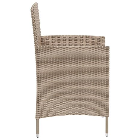 Tuinstoelen 2 st met kussens poly rattan beige 4