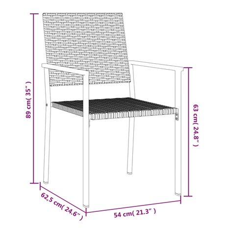 Tuinstoelen 4 st 54x62,5x89 cm poly rattan zwart 8