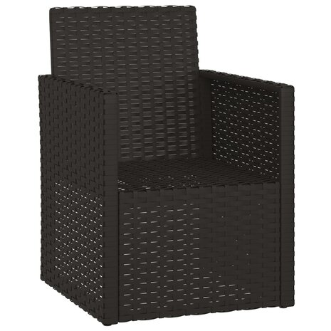 Tuinstoel met kussens poly rattan zwart 3