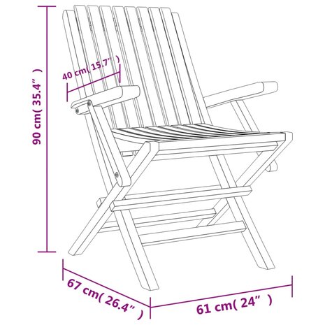 Tuinstoelen inklapbaar 2 st 61x67x90 cm massief teakhout 8