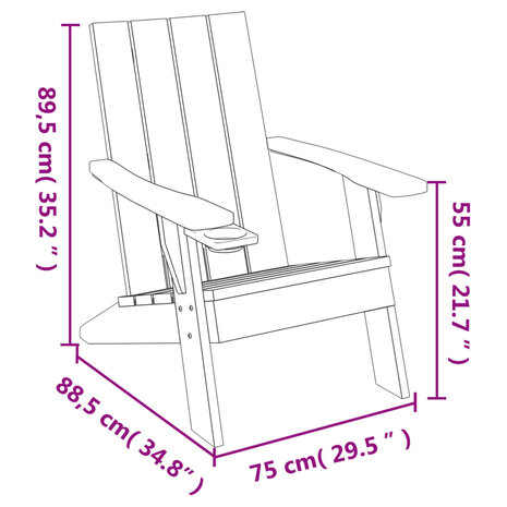 Tuinstoel Adirondack 75x88,5x89,5 cm polypropeen lichtbruin 8