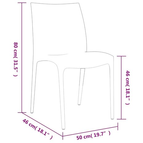 Tuinstoelen 2 st 50x46x80 cm polypropeen wit 8