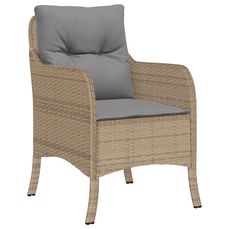 Tuinstoelen 2 st met kussens poly rattan gemengd beige 4