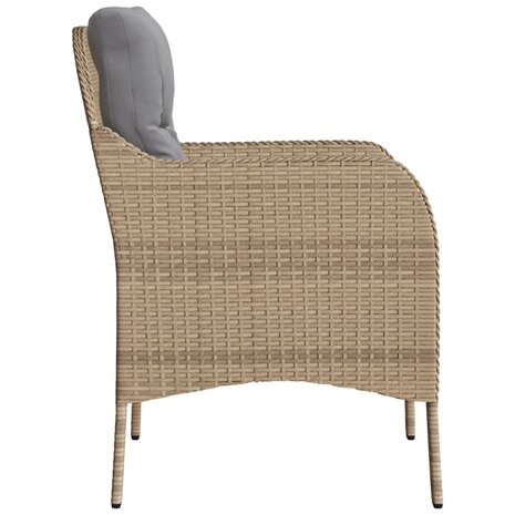 Tuinstoelen 2 st met kussens poly rattan gemengd beige 6