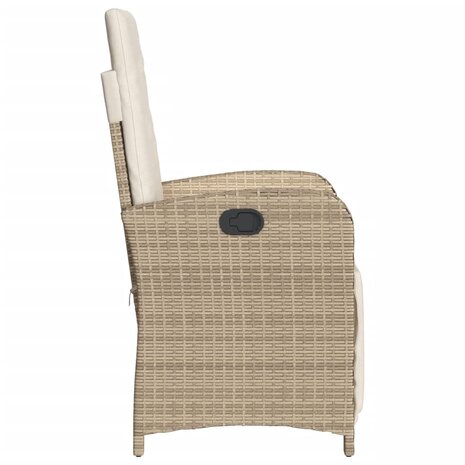 Tuinstoel verstelbaar met voetensteun poly rattan beige 5