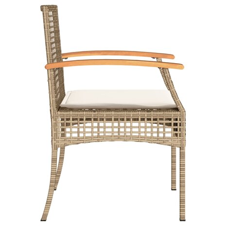 Tuinstoelen 2 st met kussens poly rattan en acaciahout beige 6