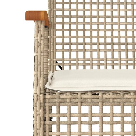 Tuinstoelen 2 st met kussens poly rattan en acaciahout beige 9