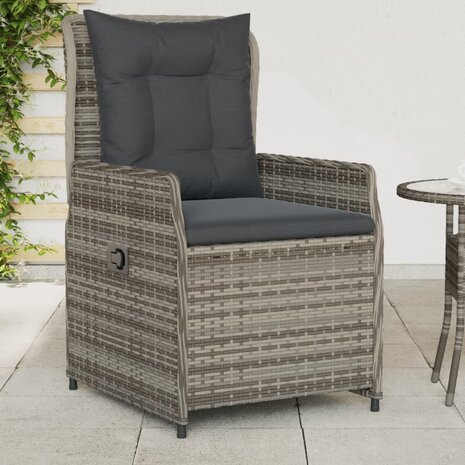 Tuinstoelen 2 st verstelbaar poly rattan grijs 1