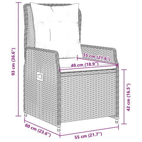 Tuinstoelen 2 st verstelbaar poly rattan grijs 10