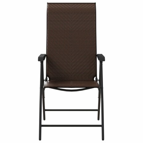 Tuinstoelen 2 st inklapbaar poly rattan bruin 5