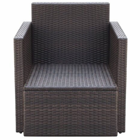 Tuinstoel met kussens poly rattan bruin 4