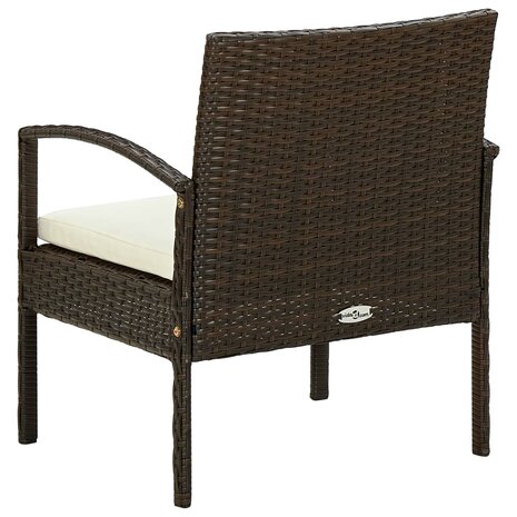 Tuinstoel met kussen poly rattan bruin 4