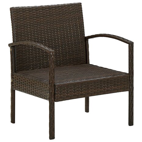 Tuinstoel met kussen poly rattan bruin 5