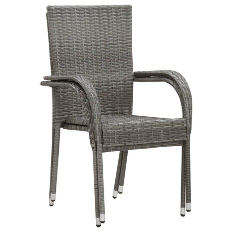 Tuinstoelen stapelbaar 2 st poly rattan grijs 3