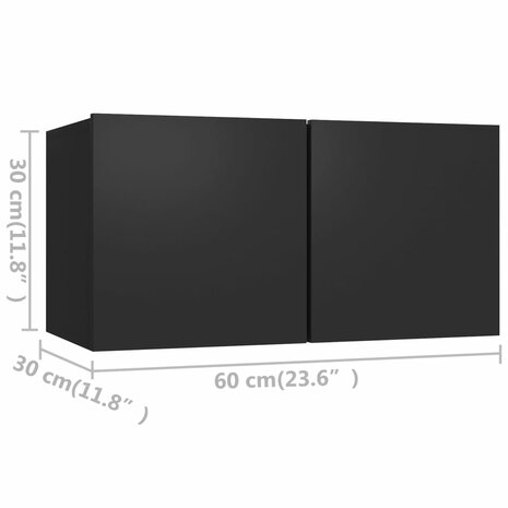 Tv-meubelen 4 st 60x30x30 cm bewerkt hout zwart 8