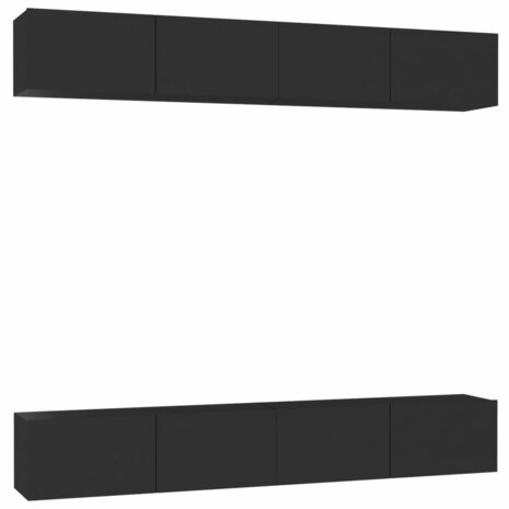 Tv-meubelen 4 st 100x30x30 cm bewerkt hout zwart 2