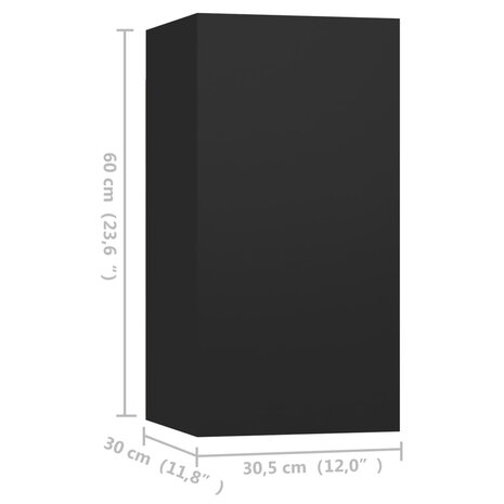 Tv-meubelen 4 st 30,5x30x60 cm bewerkt hout zwart 5