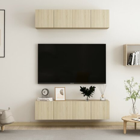 Tv-meubelen 4 st 60x30x30 cm bewerkt hout sonoma eikenkleurig 1