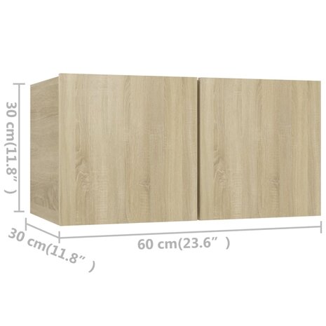 Tv-meubelen 4 st 60x30x30 cm bewerkt hout sonoma eikenkleurig 8