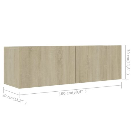 Tv-meubelen 4 st 100x30x30 cm bewerkt hout sonoma eikenkleurig 8