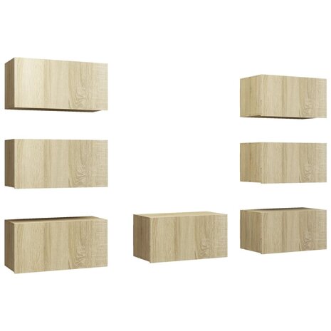 Tv-meubelen 7 st 30,5x30x60 cm bewerkt hout sonoma eikenkleurig 2