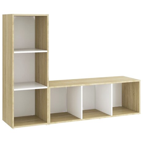 Tv-meubelen 2st 107x35x37 cm bewerkt hout wit sonoma eikenkleur 2