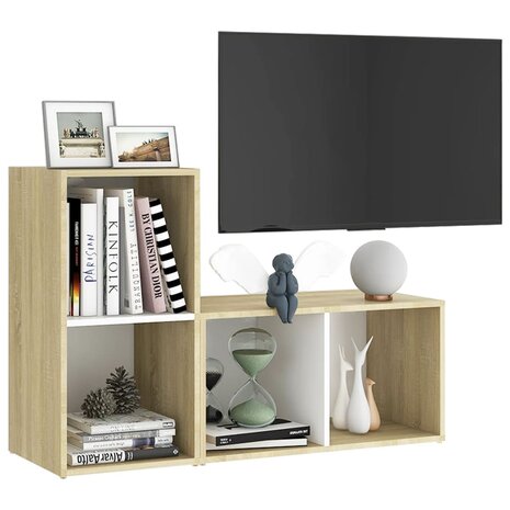 Tv-meubelen 2 st 72x35x36,5 cm bewerkt hout wit sonoma eiken 3