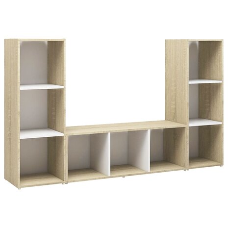 Tv-meubelen 3st 107x35x37 cm bewerkt hout wit sonoma eikenkleur 2