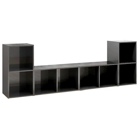 Tv-meubelen 4 st 72x35x36,5 cm bewerkt hout hoogglans grijs 2