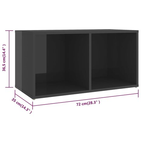 Tv-meubelen 4 st 72x35x36,5 cm bewerkt hout hoogglans grijs 8