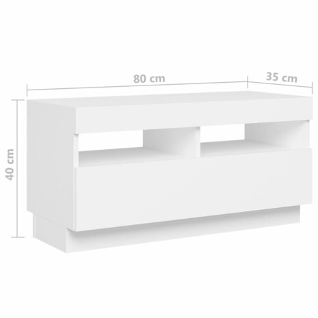 Tv-meubel met LED-verlichting 180x35x40 cm wit 9